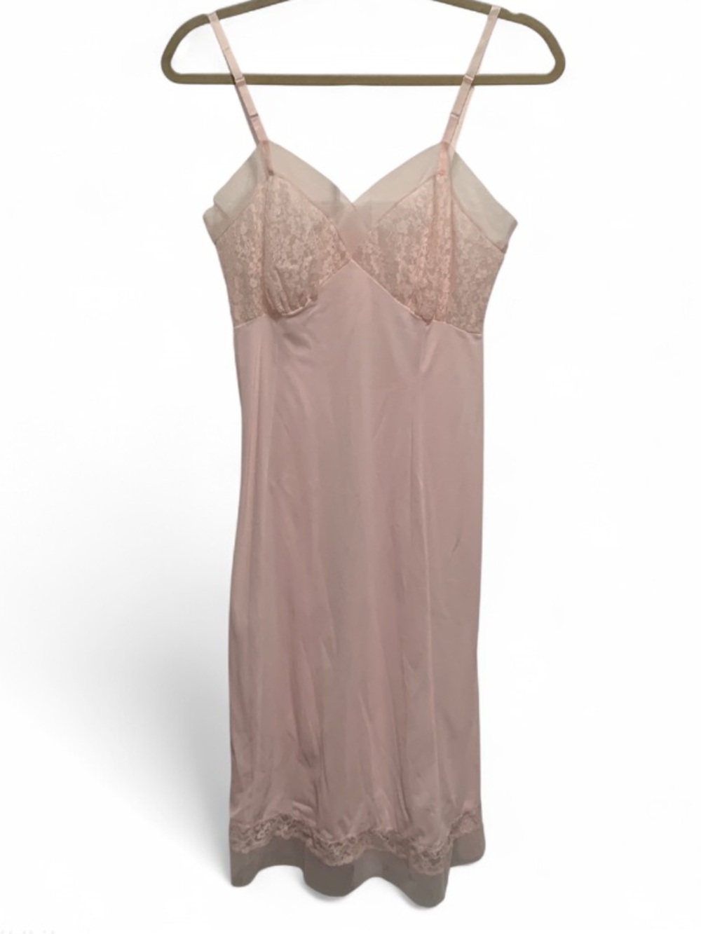 Vintage Light Pink Lace-Trim Slip Dress - Picture 1 of 9